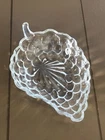 Vintage Clear Glass Bubble Grape Leaf Relish Dish By Anchor Hocking.