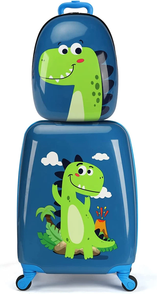 Kids Luggage with Wheels for Boys - 18” Dinosaur Kids Suitcase with 14”  Backpack