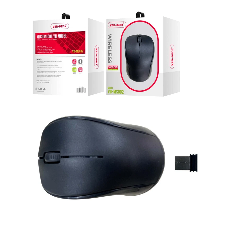 2.4 GHz Wireless Cordless Mouse Mice Optical Scroll PC Laptop Computer + USB Blk - Image 2 of 4