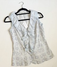NWT Banana Republic Women Ruffle Neckline Sleeveless Blouse Top XSMALL Fits 0-2