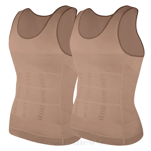 Herren Abnehmen Body Shaper Weste Gürtel Bauch Brust Kompression T-Shirt Tank Top - Bild 25 von 49