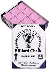 Silver Cup/ Championship Billiard Chalk - ONE Dozen Pink 