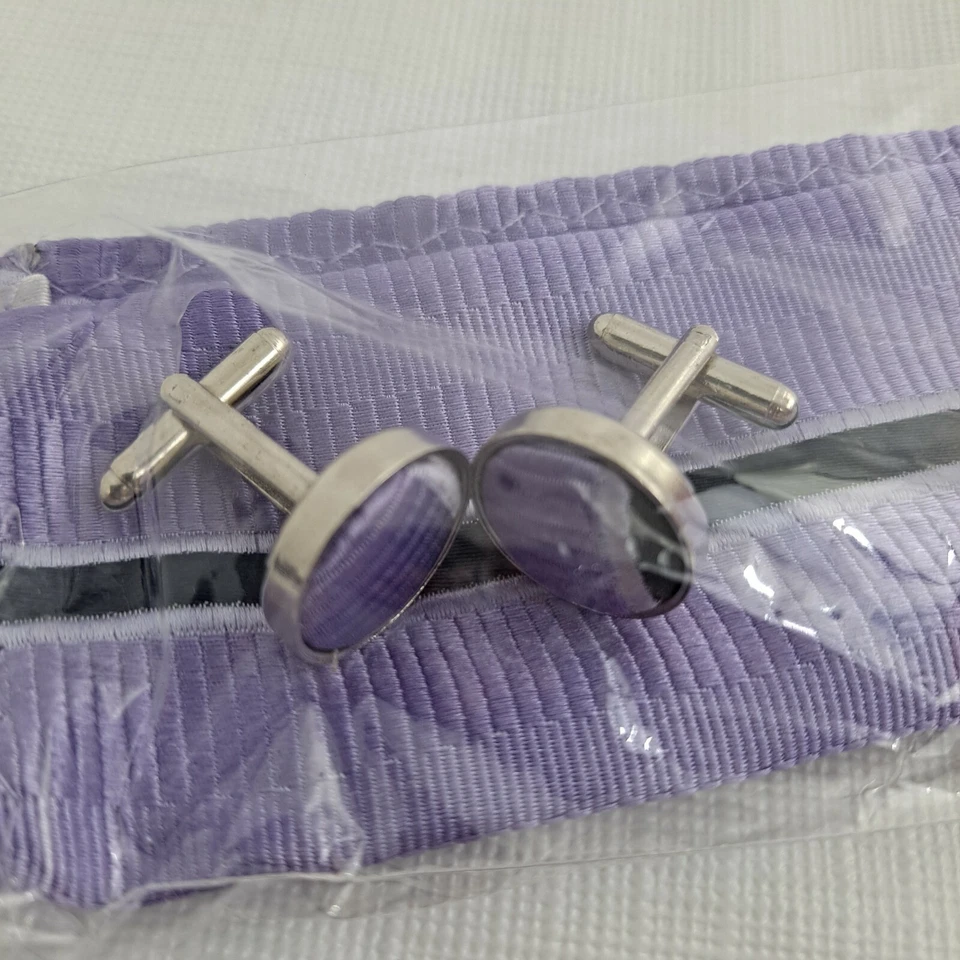 Галстук мужской галстук Y & G фиолетовый синий карман квадратный манжеты ссылка диагональная полоса 3,5 дюйма - Изображение 2 из 4