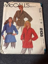 McCalls 8138 Misses Tunic Sewing Pattern 1982 Uncut Size Large