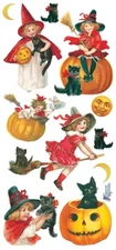 VIOLETTE STICKER - HALLOWEEN CATS - 8" x 3 3/4" (20cm x 9.5cm)