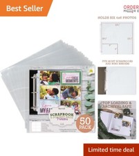 Scrapbook Refill Pages 12x12 Inch 50 Pack Clear Top-Loading 6 Pocket