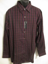 Van Heusen Cotton Blnd Reg  Big Tall Burgundy Plaid Point Shirt SR 54-60 NEW