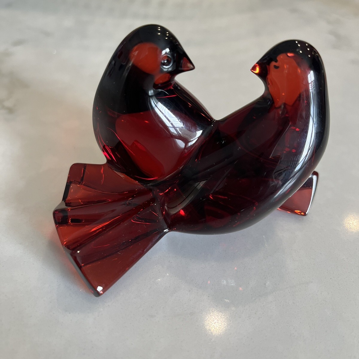 Baccarat Love Birds Red Crystal Figurine, brand stamped on bottom