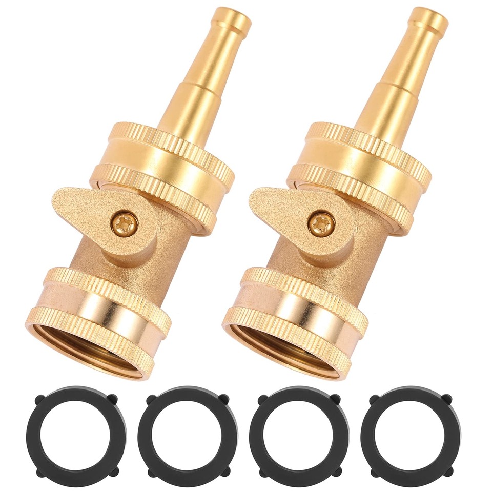 High Pressure Hose Nozzle with Hose Shutoff Valve, Brass Heavy Duty