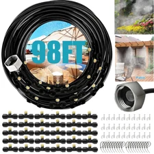 Misting Cooling System 98FT (30M) Misting Line + 30 Brass Mist Nozzles Garden US
