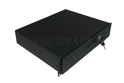 2 Space 2U Heavy-Duty 19'' Lock Locking Deep Rack Mount Drawer DJ Rack Road Case