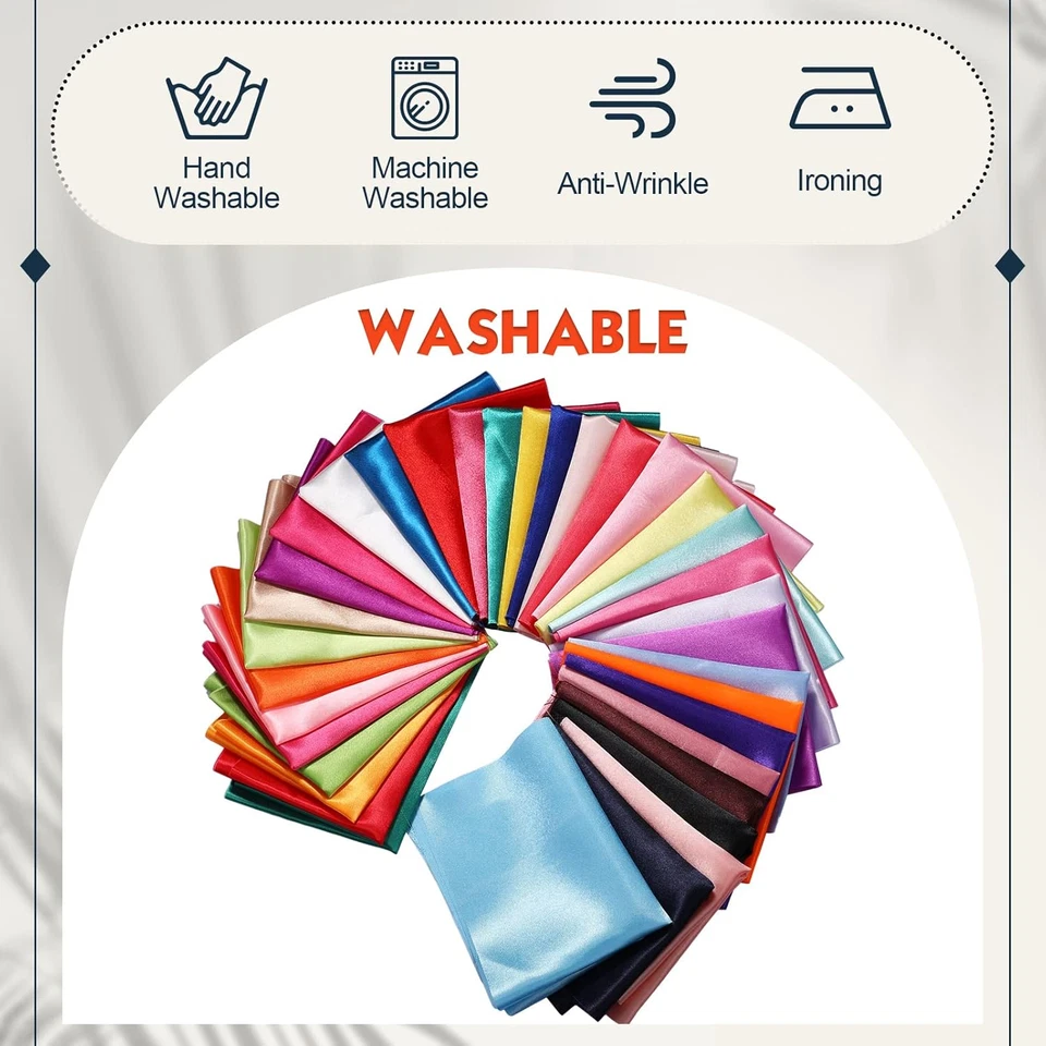 35 Pcs Satin Fat Quarter 35 Solid Color Silky Satin Patchwork Fabric for Bundle - Image 4 of 4