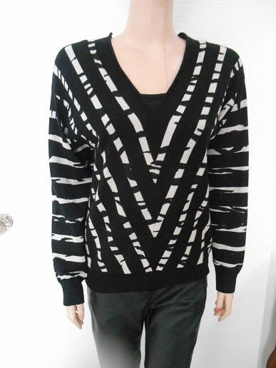 Pull-tunique Noir/gris Patrice Bréal - Laine, Acrylique, Polyester - Taille 5 (XL) - Neuf Sans étiquettes