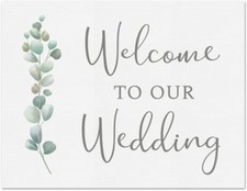 Eucalyptus Designed Wedding Signs Double Sided  4 or 8 Pack 