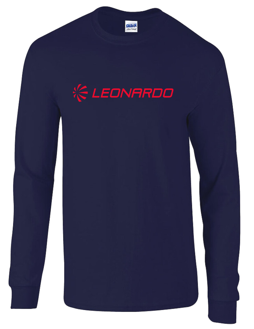 Leonardo Long Sleeve Tee Italian Aerospace Company Plane Jet
