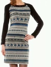 Black Blue White Long Sleeve Warm Dress size XL Office Casual Party Elegant 