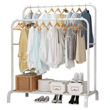 Portant à Vêtements Robuste en Métal avec Étagère de Rangement Chaussures