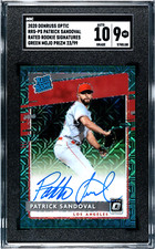 2020 Donruss Optic Patrick Sandoval GREEN MOJO PRIZM /99 SGC 9 w/10 AUTO