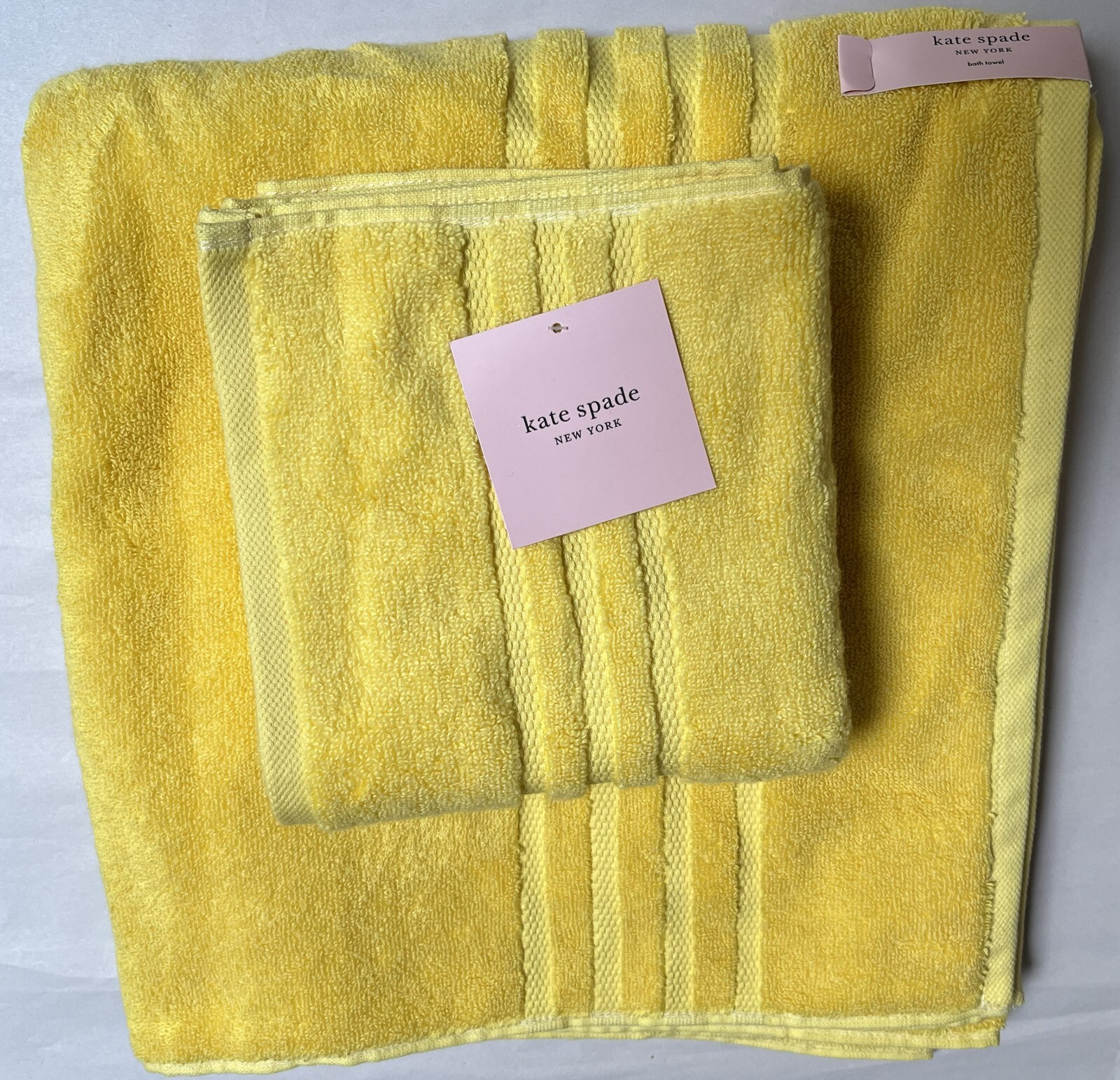 NWT KATE SPADE NEW YORK 2 BRIGHT YELLOW COTTON BATH TOWELS eBay