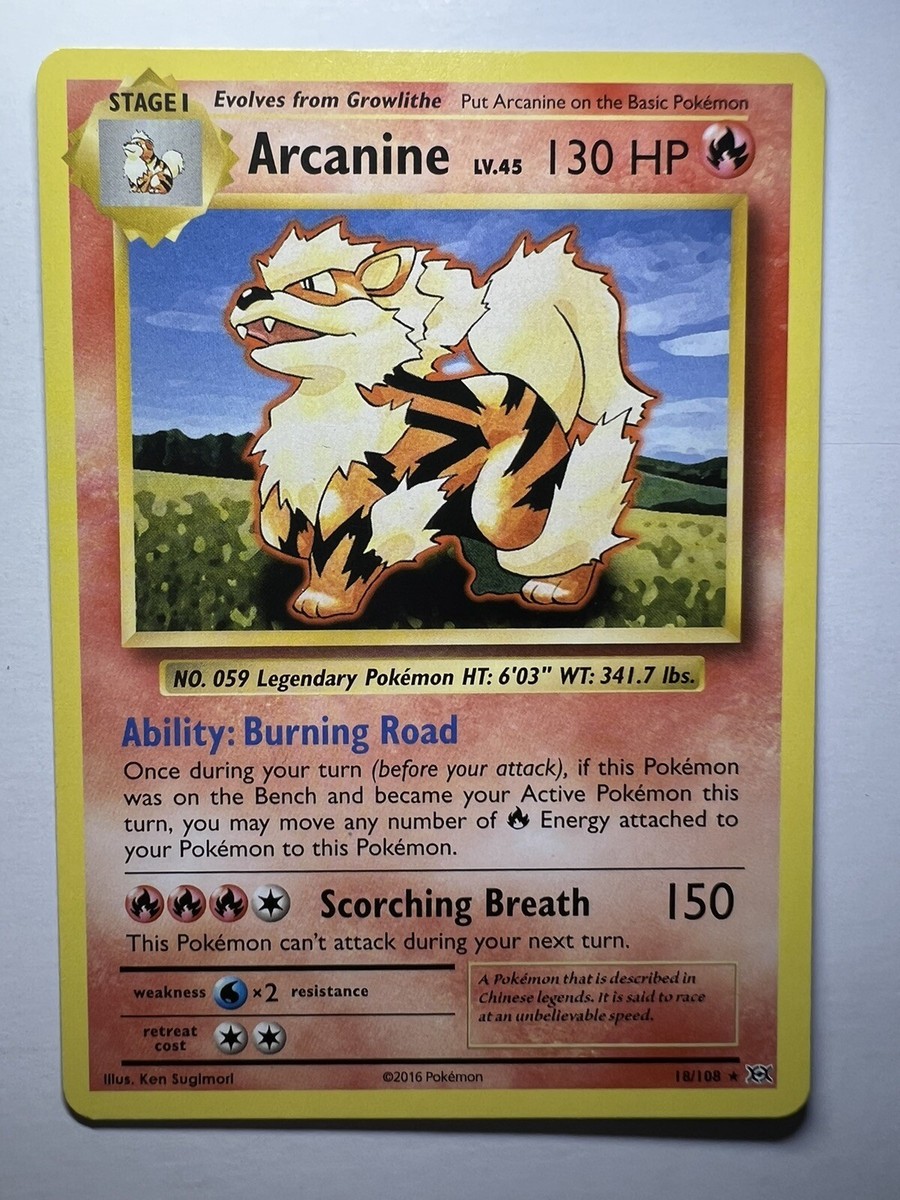 Arcanine 18/108 - Pokemon TCG XY Evolutions (2016) - Rare - | eBay