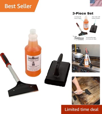 Superior Griddle Cleaner Kit: Stainless Steel Scraper & Heavy-Duty Scrubber Pack