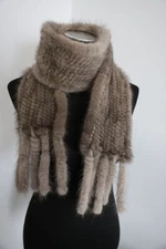 Knit 100% real mink fur scarf  150*14 cm gray neck wrap /unisex gift cape