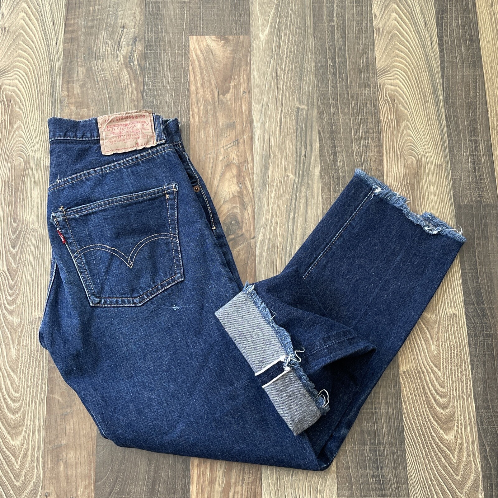 Levi's 502 0117 Selvedge Big E Jeans actual fit W28 L27.5 Indigo Vintage 60s