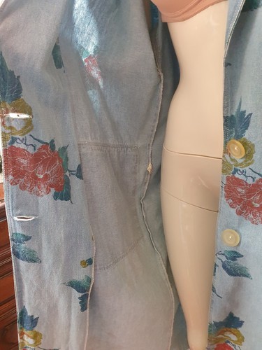 Trench in denim Vintage stampa floreale taglia L-XL Donna - Foto 15 di 24