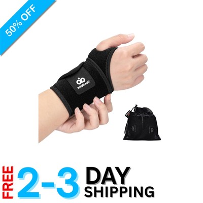 Durable 2 Pack Adjustable Wrist Braces for Arthritis & Tendonitis Relief - Black