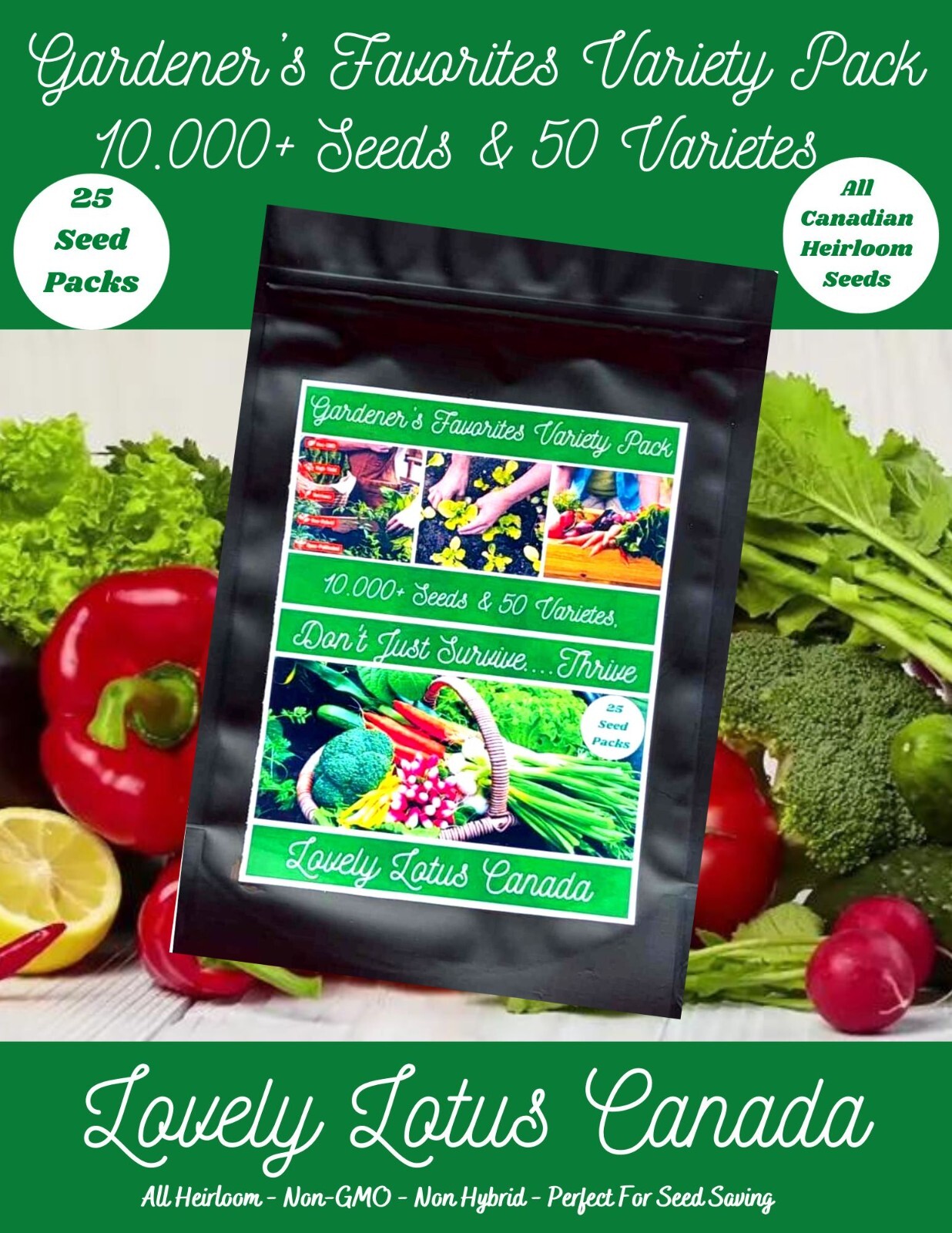 Gardener'S Favorites 25 Seed Packets 10,000+ Seeds &Amp; Over 50 Varieties