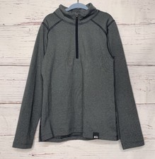 REI Kids Small 8 Pinstripe 1/4 Zip Pullover Long Sleeve Gray Stripe