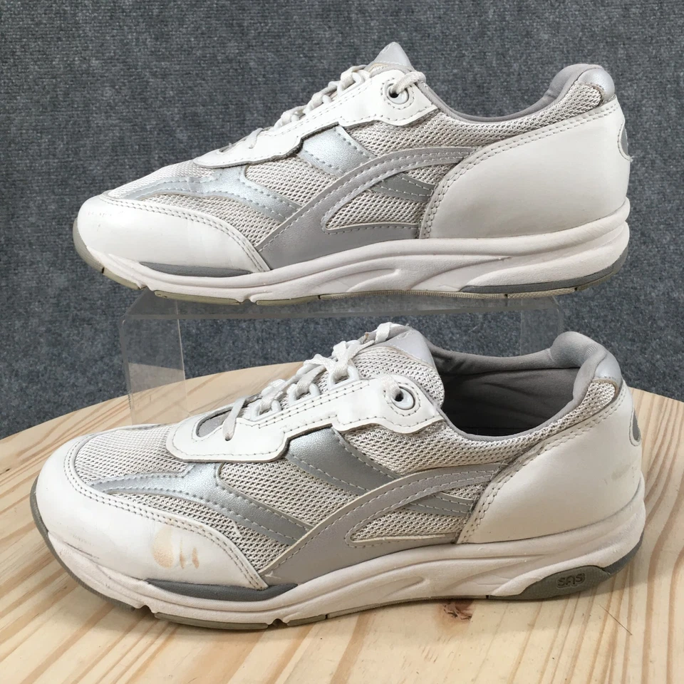 Sas Zapatos Mujer 10 M Tour Informales Tenis Cómodos Blanco Malla Con Cordones Parte Superior Baja Foto 2 de 4