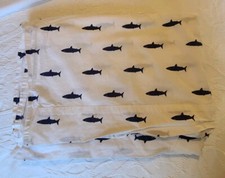 Pottery Barn Kids Organic Mini Shark TWIN FLAT SHEET Nautical Beach Ocean Sail