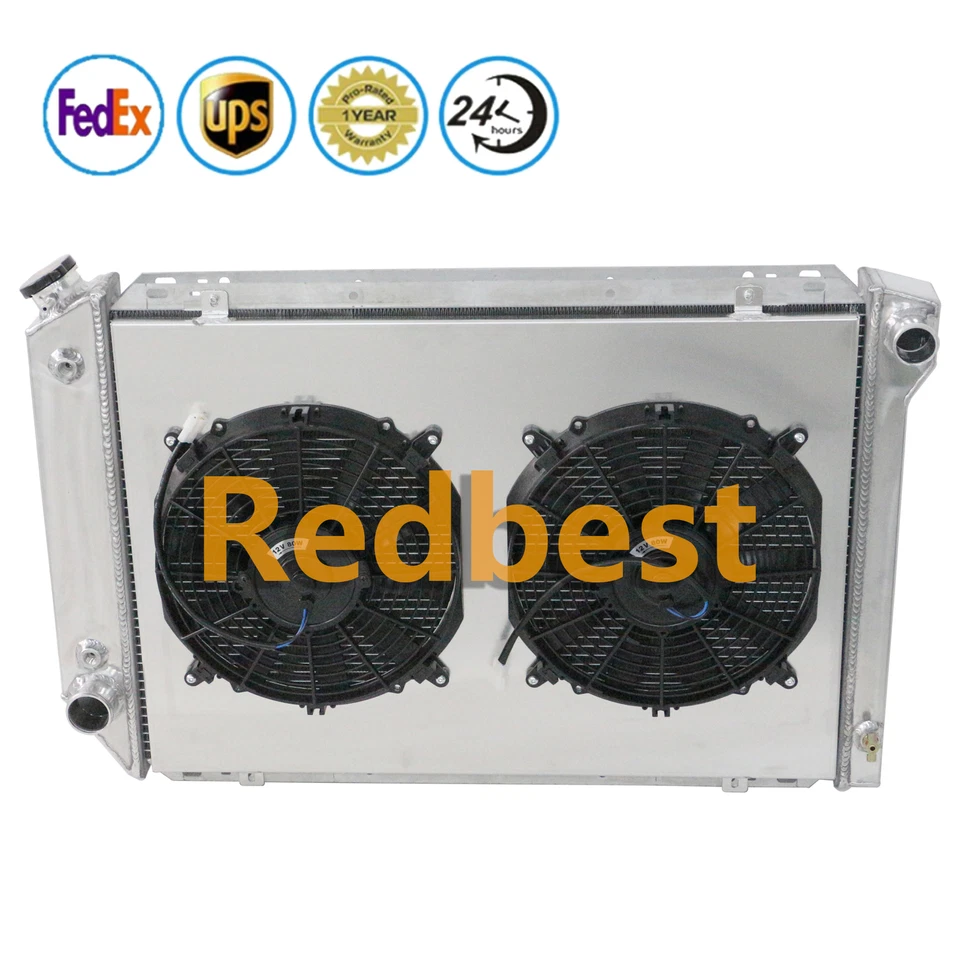 Radiador de aluminio de 3 filas + ventilador de cubierta para Ford F-100 1980-1983 1981 1982 5,0 L V8 Foto 4 de 4