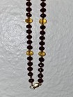 14K Yellow Gold Garnet Citrine Beaded Necklace Vintage Valentines Mothers Day — photo 8