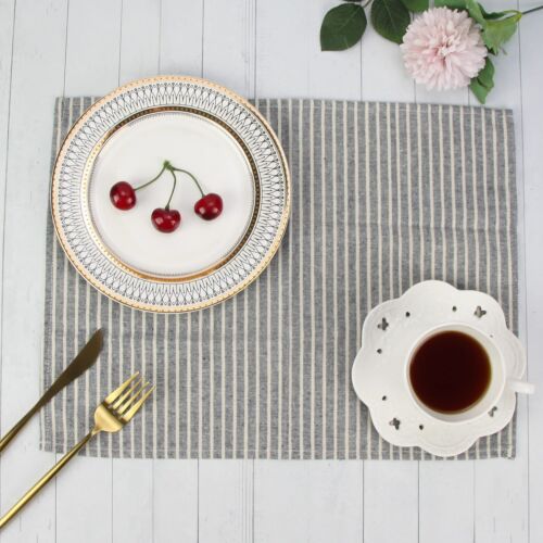 Plain White Striped Cotton Blended Dinner Cloth Napkins - Set of 12 40 x 30 c... - Picture 2 of 8
