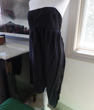 Alice & Olivia strapless silk wrap drape mini black dress size M