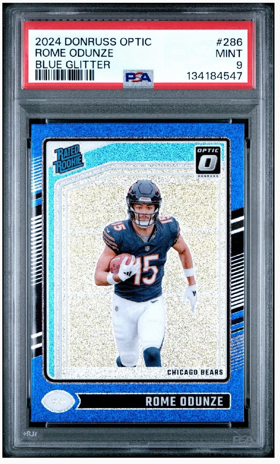 2024 Panini Donruss Optic - Rated Rookie Rome Odunze #286 Blue Glitter Prizm...