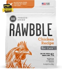 Rawbble Freeze Dried Cat Food, Chicken Recipe, 3.5 Oz - 95% Organs and Bone Raw