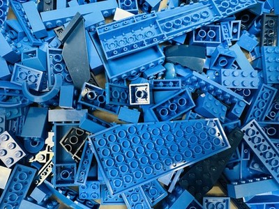 Lot Of 1 Pound Lego Random Blue Parts Pieces Bricks Sorted
