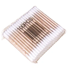 100 Pcs Cosmetic Tool Double Head Cotton Swabs Pointed for Nails Wooden Stick