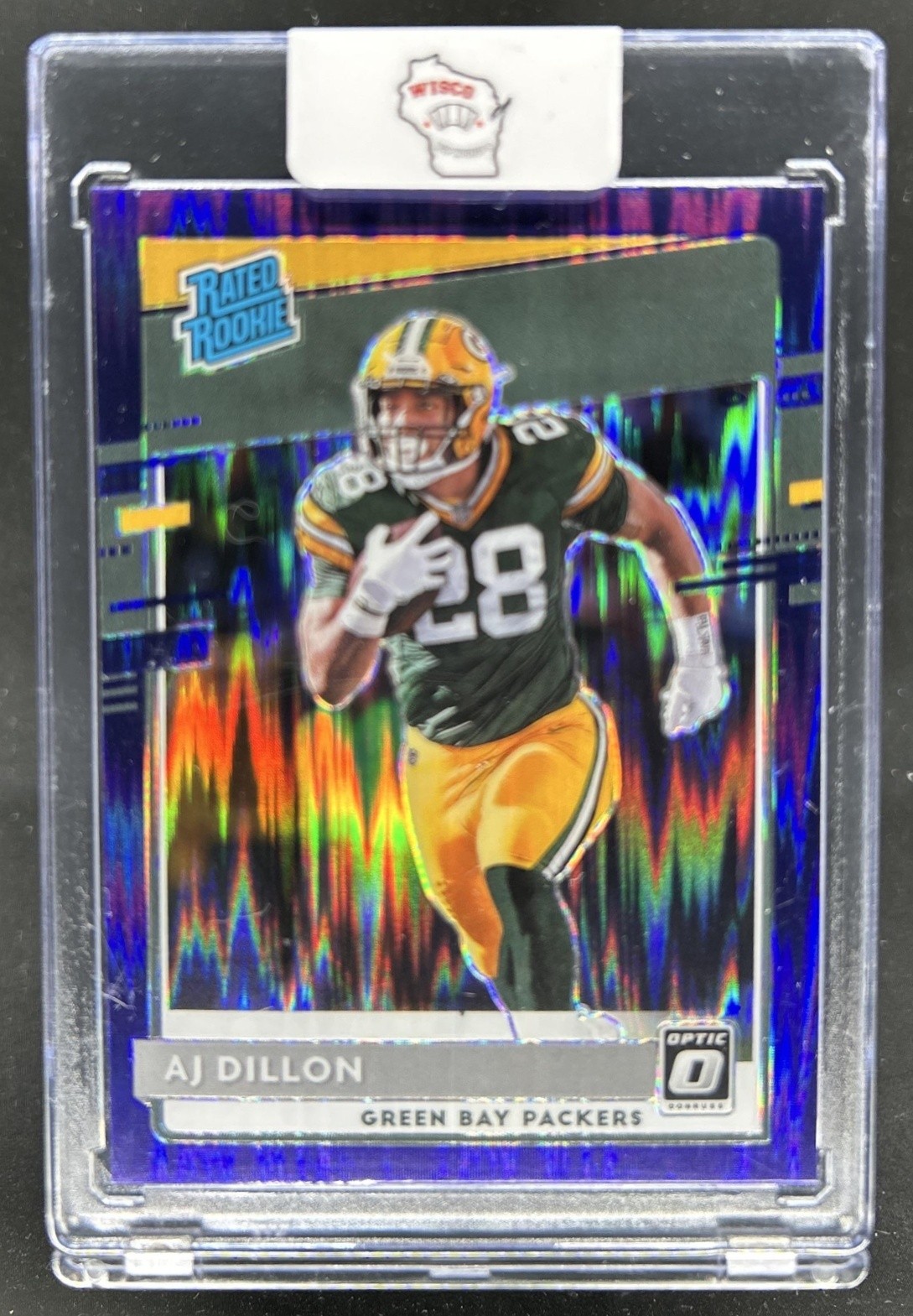 2020 Panini Donruss Optic AJ Dillon Purple Shock Prizm Rookie RC #174 Packers