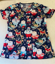 Rudolph the Red Nosed Reindeer Woman's Scrub Top Abominable Snowman XS