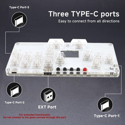 MustFun Hitbox Mini Stickless-Controller geeignet für PC/PS3/PS4/Switch Weiß