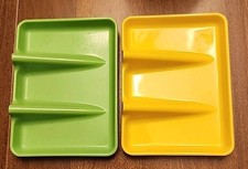 Vintage Tupperware Soap Dishes Green  Yellow Set Of Two Soap Drains New