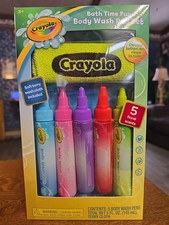 Crayola Bathtub Body Wash Pen Set 5 Pens 5 Floral Scents Terry Washcloth