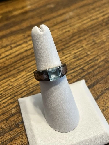 Vintage 925 Sterling Silver Aquamarine Ring Size 6.5