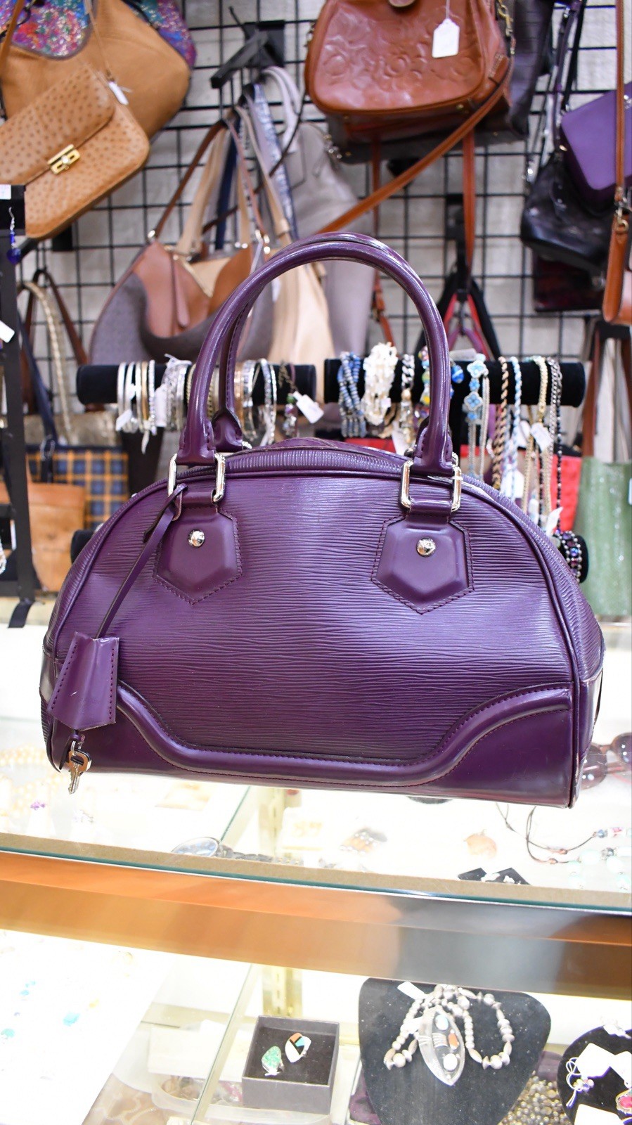 Louis Vuitton Purple Epi Satchel Top Handle Zip Bag w/ Lock & Key