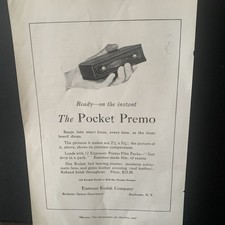 Vintage 1920 Eastman Kodak Company The Pocket Premo Ad Advertisement