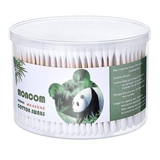 Myqipgd Moncom 500 Count Double Round Thick Tips Cotton Swabs Strong Bamboo